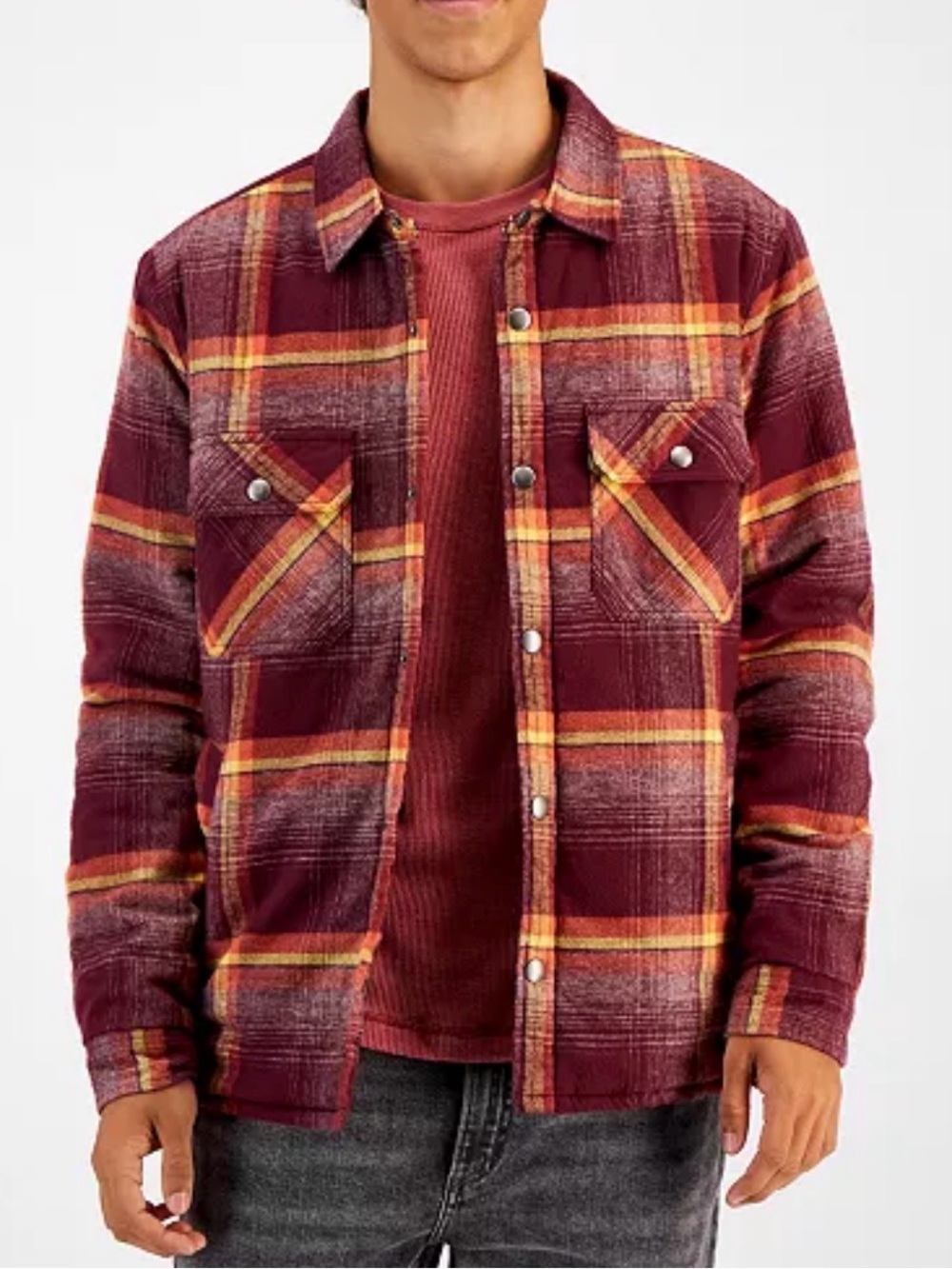 Sun + Stone / Plaid Shirt Jacket / Red Yellow Flannel